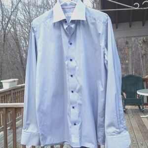 ETON Contemporary Blue Button Up Lt Blue Dress Formal Shirt SZ 15/41